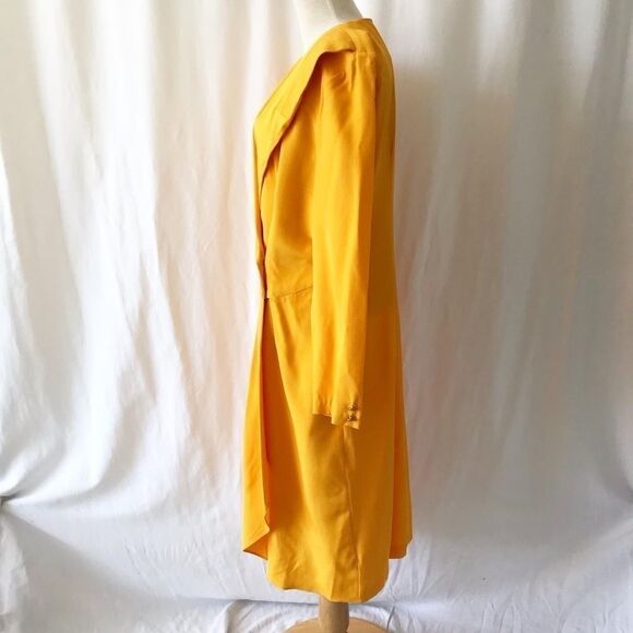 Vintage 80s Algo yellow trench jacket dress size 9 - Picture 7 of 11